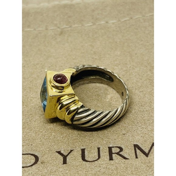 David Yurman 925 14K Gold Renaissance Cable Ring Topaz Pink Tourmaline Sz 4.5 - Picture 6 of 11